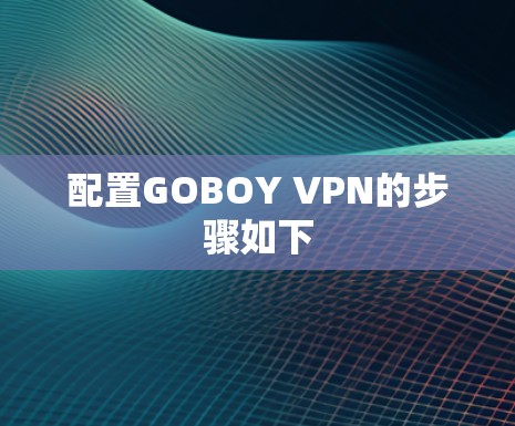 配置GOBOY VPN的步骤如下 配置GOBOY VPN的步骤如下
