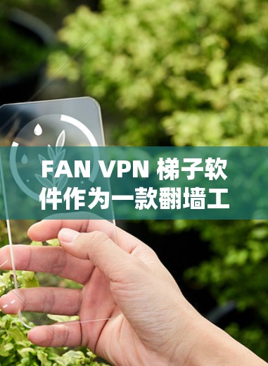 FAN VPN 梯子软件作为一款翻墙工具,综合来看,具备了一些不错的功能和特点,但在实际使用中可能存在一些限制和挑战。以下是对其翻墙功能的详细评测 FAN VPN 梯子软件作为一款翻墙工具,综合来看,具备了一些不错的功能和特点,但在实际使用中可能存在一些限制和挑战。以下是对其翻墙功能的详细评测